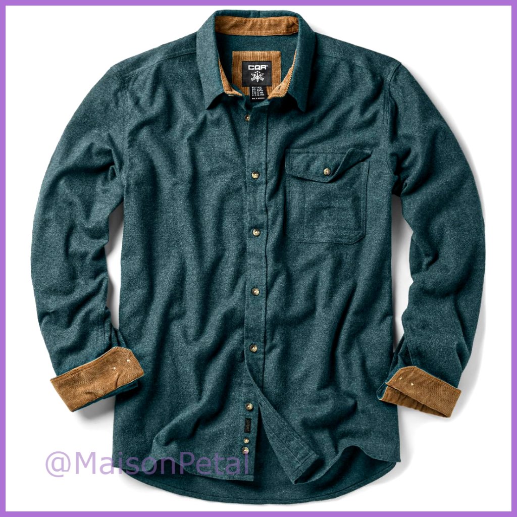 100% Cotton Button Down Flannel Shirt Long Sleeve Plaid Casual Outdoor
